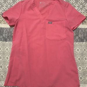 Neon Pink Figs Scrubs Top
